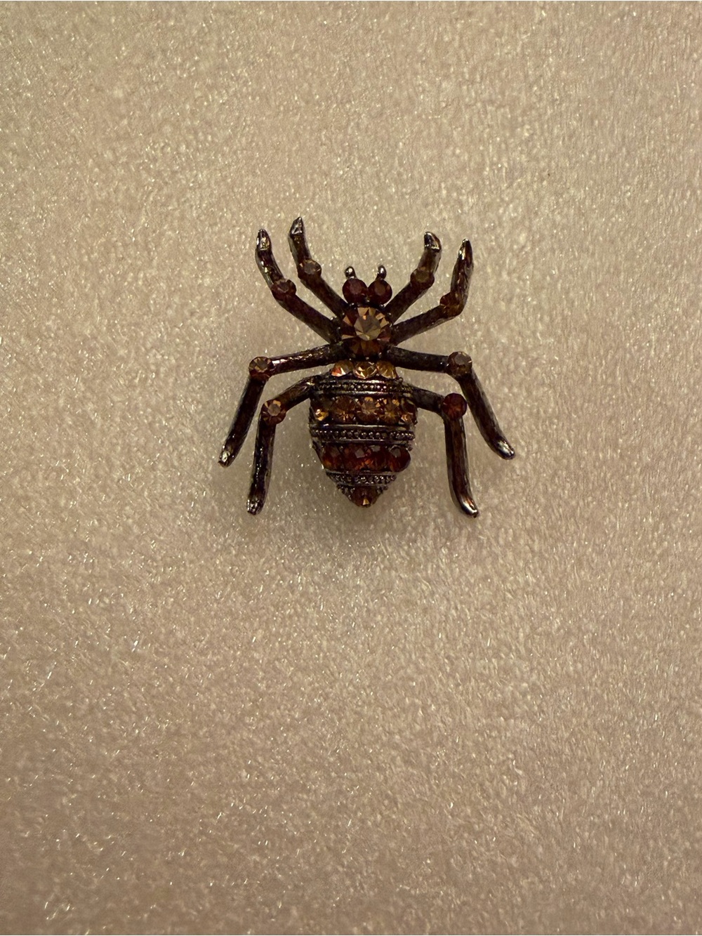 Spider Brooch in Bronze and Amber Tones